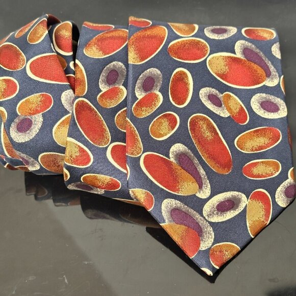 Pierre Balmain Silk Necktie Tie Bubbles Blue Purple Psy Psychedelic Orange Loud - Picture 3 of 10